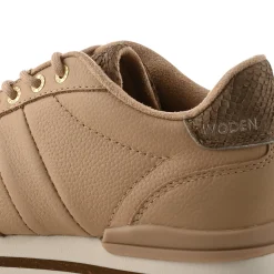 Women Woden Nora III Full Leather Plateau - Coffee Cream
